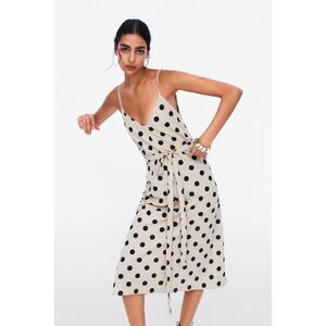 Zara Linen Polka Dot Dress